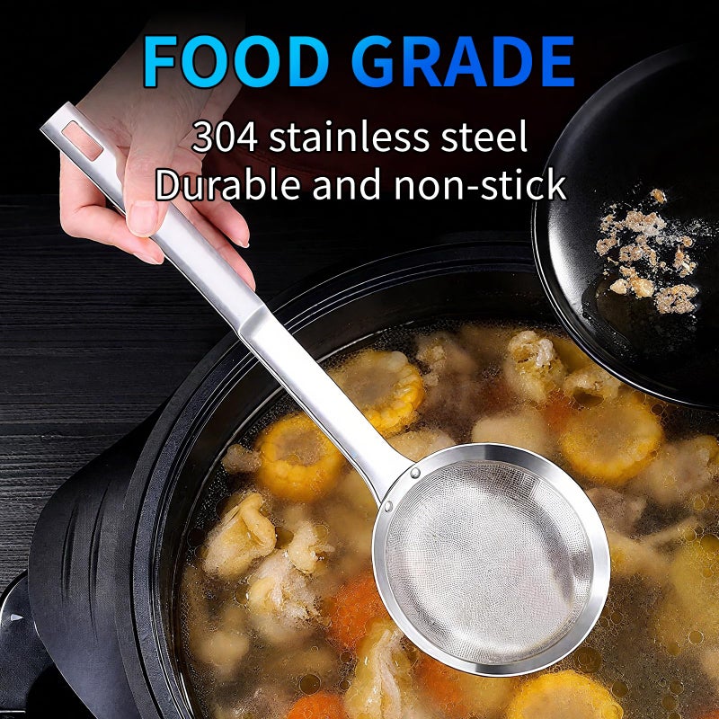 TBWHL Multi-functional Hot Pot Fat Skimmer Spoon - Stainless Steel Fine Mesh Food Strainer for Skimming Grease and Foam DIA 4.4" - Image 5